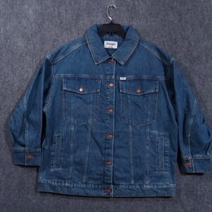 Wrangler‎ Jacket Mens Small Blue Denim Trucker 100% Cotton Western Casual